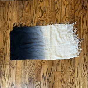 Ombre Black to Cream Fringe Pashmina Scarf